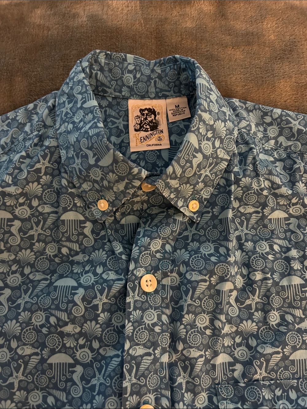Aquatic Men’s Blue Kennington SS Patterned Button-Down Shirt